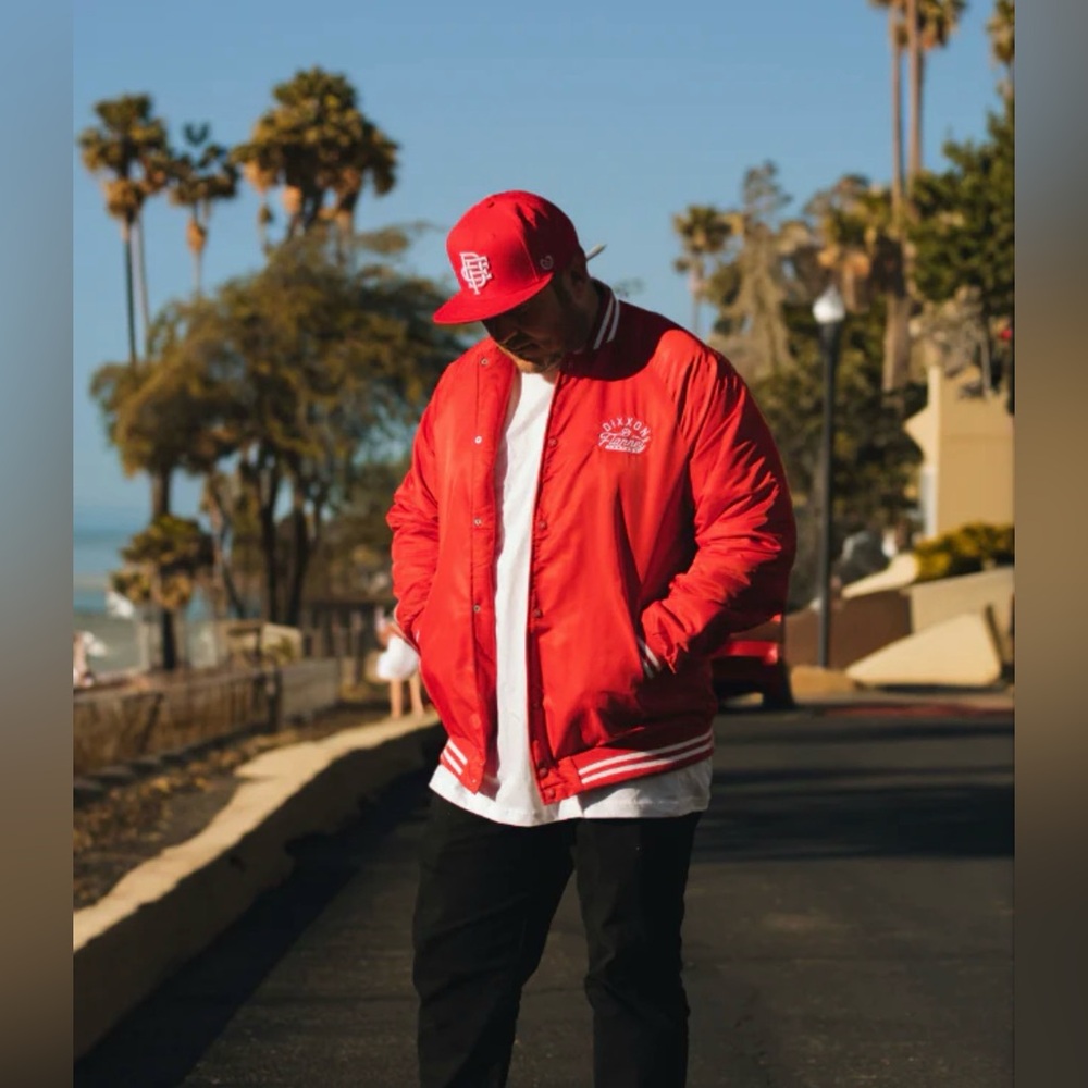 DIXXON “PASTIME” NYLON VARSITY JACKET - RED - Men’s 3XL - Picture 2 of 10